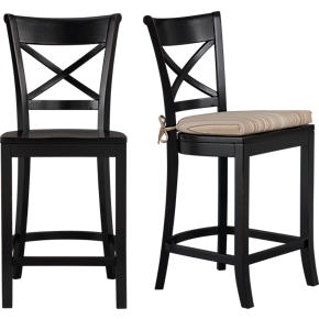 Vintner Black Barstool and Latte Stripe Cushion