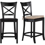 Vintner Black Barstool and Latte Stripe Cushion
