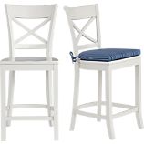 Vintner White Barstool and Indigo Stripe Cushion