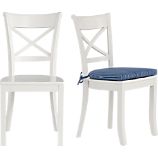 Vintner White Side Chair and Indigo Stripe Cushion