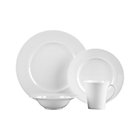 White Pearl 4-Piece Place Setting: dinner plate, salad plate, bowl and mug.