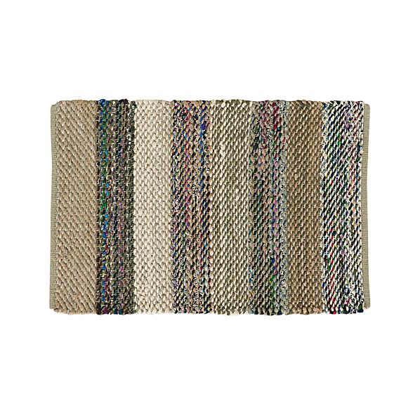 Wide Striped Grey Cotton 2'x3' Rag Rug Crate and Barrel