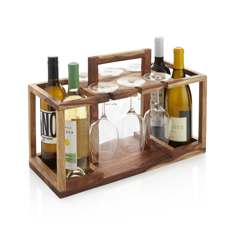 Wine Bottle and Glass Caddy Crate and Barrel