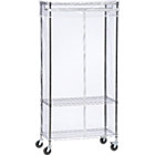 Work Mobile 3-Shelf Garment Rack with Clear Cover.