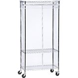 Work Mobile 3-Shelf Garment Rack with Clear Cover