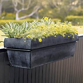 Zinc Rectangular Planter and Rail Hook
