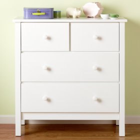 Simple 2-Over-2 Dresser (White)