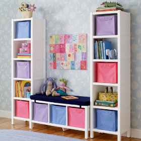 5-Cube Bookcase & 3-Cube Bench (White)