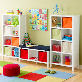 8-Cube Bookcase & 3-Cube Bench (White)