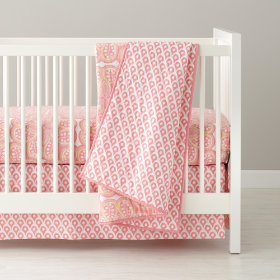 Mosaic Paisley Crib Bedding (Pink)