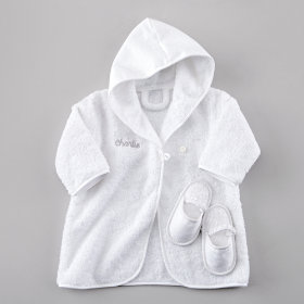 Personalized Bath Robe and Slippers Set (Khaki Lettering)