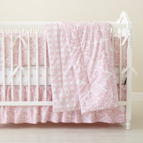 With a Flourish Reversible Crib Skirt (Dk. Pink)