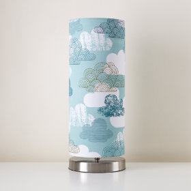 Nickel Pop Up Lamp Base and Clouds Shade