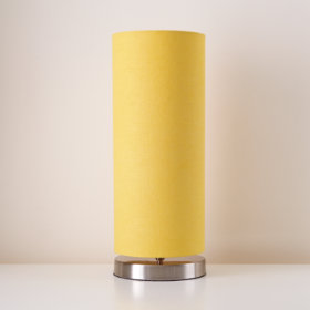 Nickel Pop Up Lamp Base and Yellow Shade